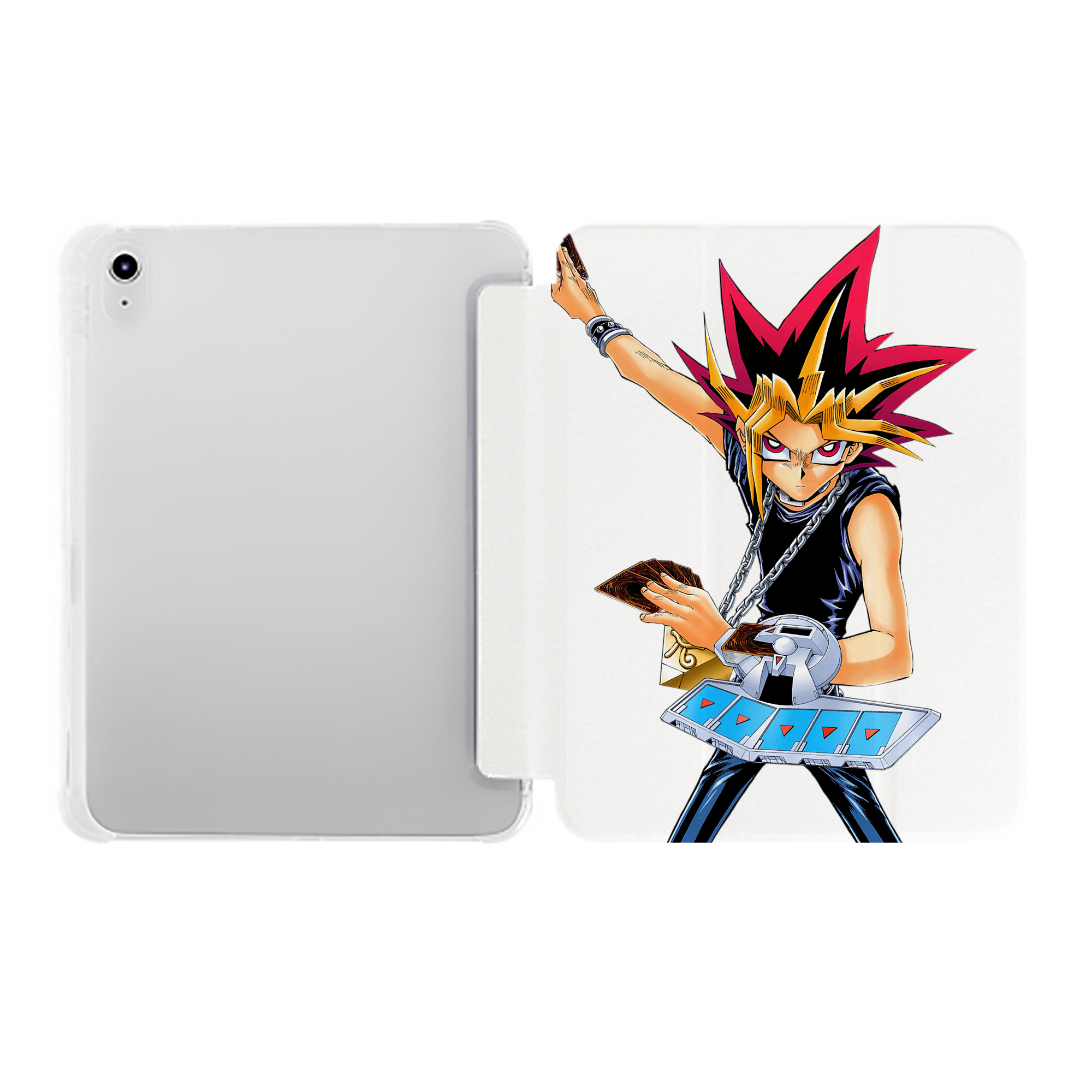 （画像用） 遊☆戯☆王 Yu-Gi-Oh! IPad ケース ペン収納付き 三つ折りスタンド PUレザー×シリコン 対応機種9.5/10.5/10.9インチ